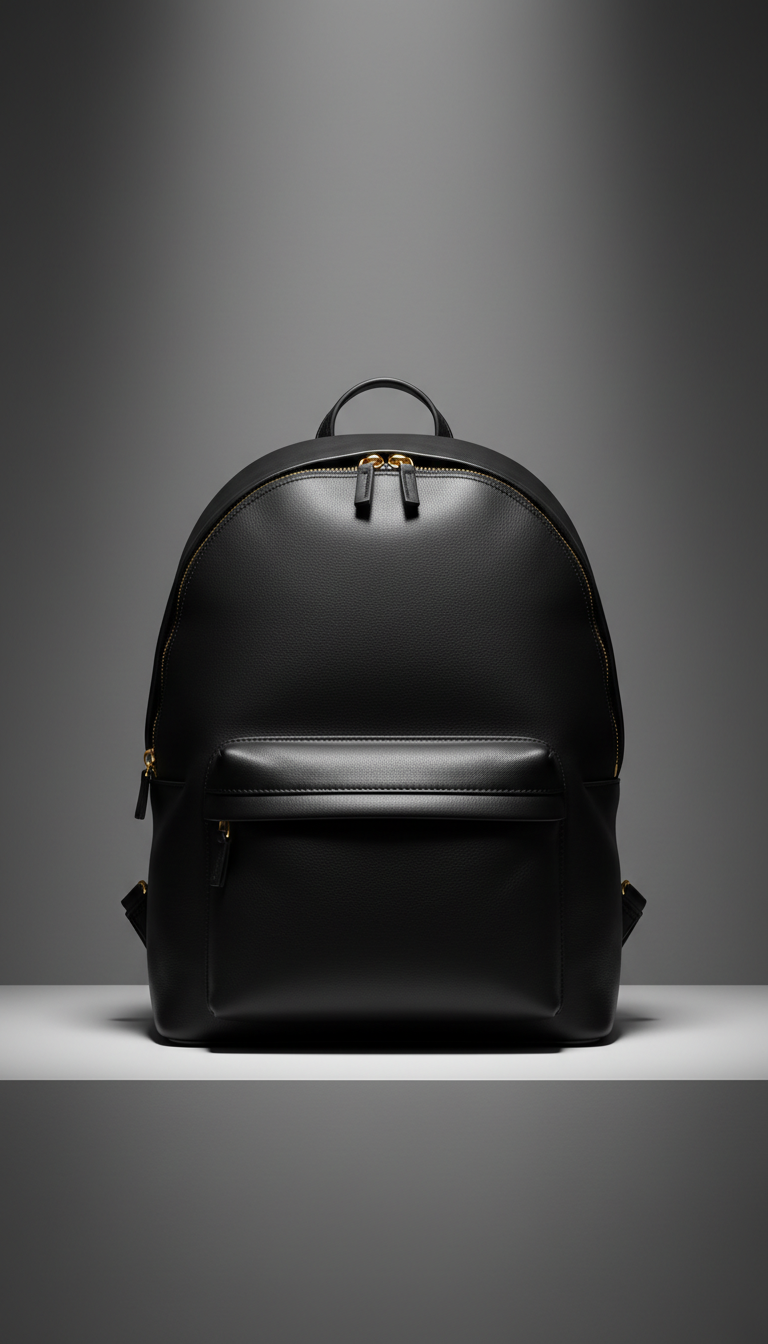 Obsidian Black Leather Backpack