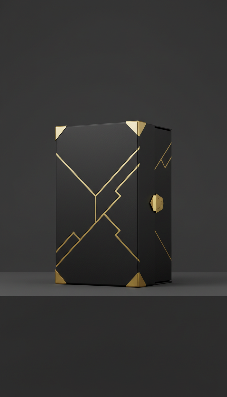 Rigid Black Packaging Box Gold Foil