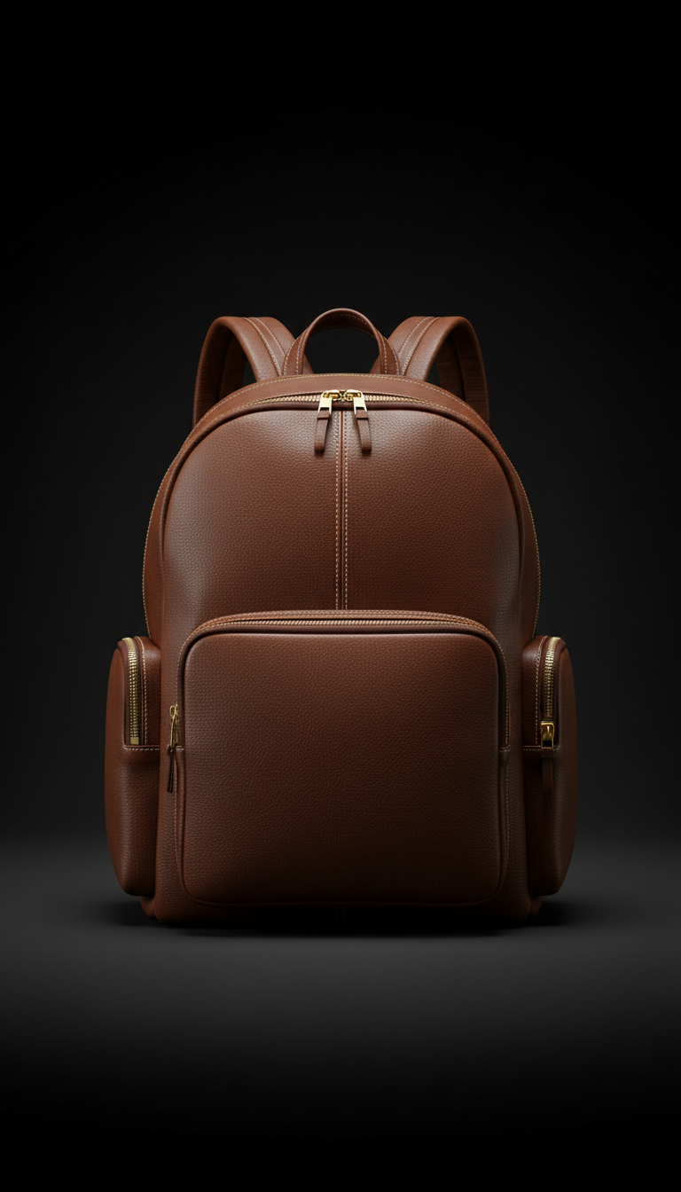 Luxury Leather Backpack Full-Grain Black